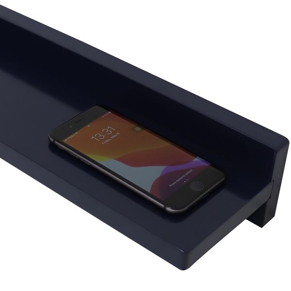 30" Wireless Charging Shelf, 15W/3A Charging, 78" 3A Cable, Solid Rubber Wood