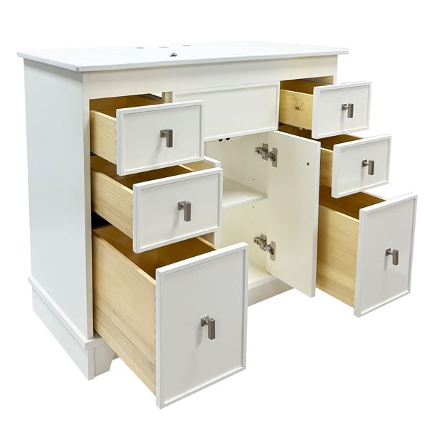 40 in. Single Sink Vanity- White Finish with White Ceramic Sink Top