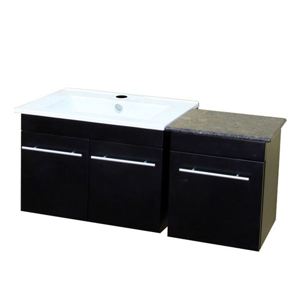 39.4 in Single wall mount style sink vanity-wood-black 