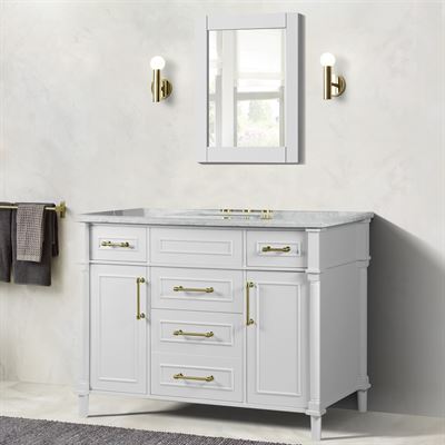 Napa Napa 48" SINGLE VANITY IN WHITE WITH WHITE CARRRA MARBLE TOP