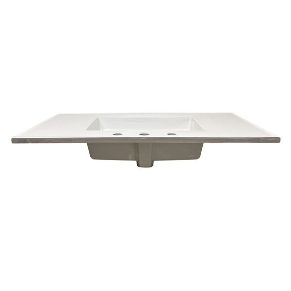 37 in. Single Sink Vitreous China Top with 3-Faucet Holes