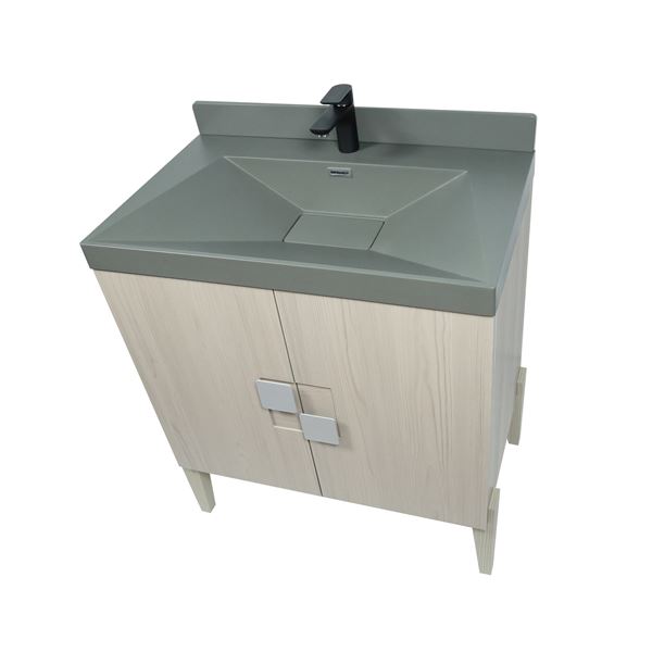 31.5" Single Sink Vanity In Light Gray with Gray Composite Granite Top