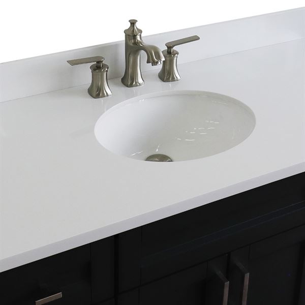 49" Single Sink Vanity in Dark Gray Finish With White Quartz and Oval Sink