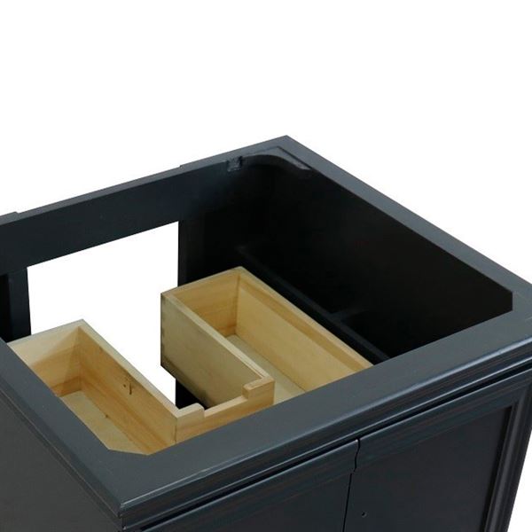 24" Single Vanity in Dark Gray Finish- Cabinet Only- Black Handles