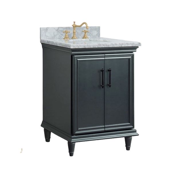 25" Single Vanity in Dark Gray Finish with White Carrara  and Oval Sink