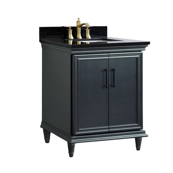 31" Single Vanity in Dark Gray Finish with Black Galaxy and Rectangle Sink