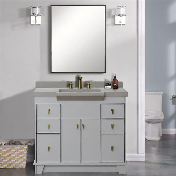 39 in Single Sink Vanity Light Gray Finish in Gray Concrete Top