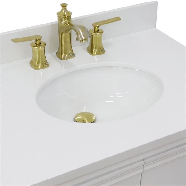 31" Single vanity in White finish with White quartz and oval sink
