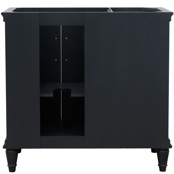 37" Single vanity in Dark Gray finish with White quartz and round sink- Right door/Right sink