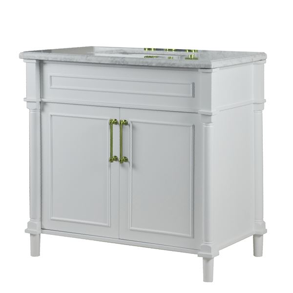 Napa 36" SINGLE VANITY IN WHITE WITH WHITE CARRRA MARBLE TOP
