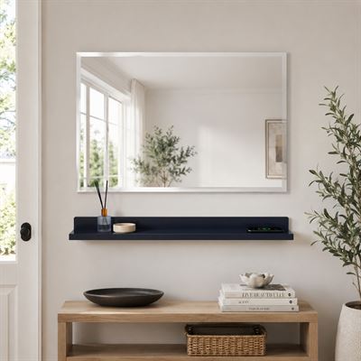 30" Blue Wireless Charging Shelf and Frameless Mirror Set