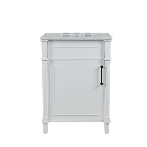Napa 24" SINGLE VANITY IN WHITE WITH WHITE CARRRA MARBLE TOP