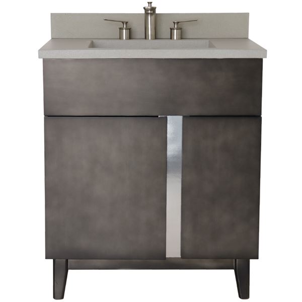 31 in. Single Vanity in Silvery Brown Finish with Gray Concrete Top and Rectangle Sink