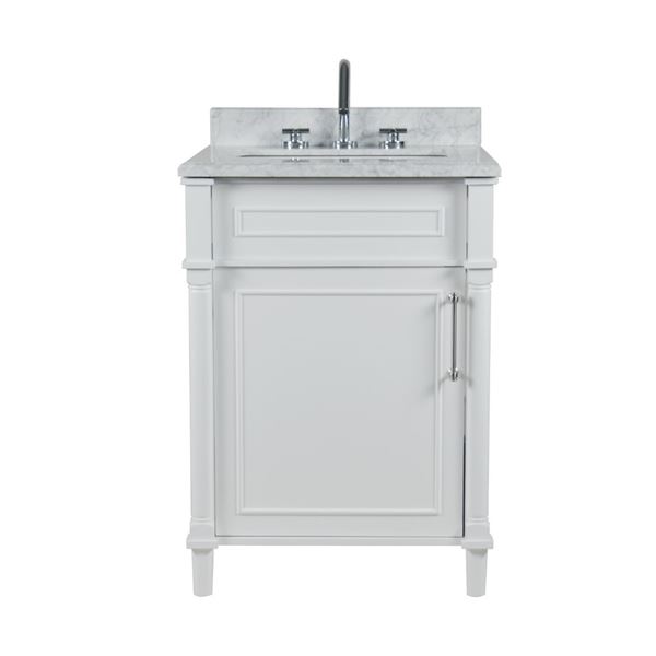Napa 24" SINGLE VANITY IN WHITE WITH WHITE CARRRA MARBLE TOP