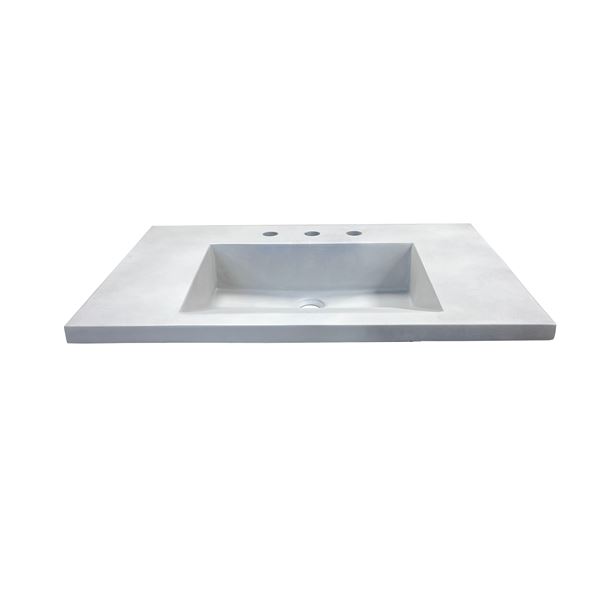 31 in. Single Concrete Ramp Sink Top with Slope, Light Gray