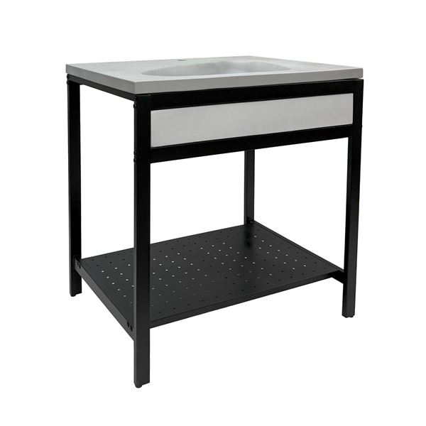 31 in. Single Sink Vanity- Black Metal Frame with Light Gray Concrete Sink Top