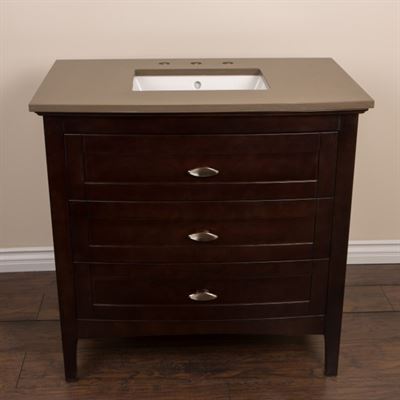 30 in Single sink vanity in sable walnut with quartz top in Taupe