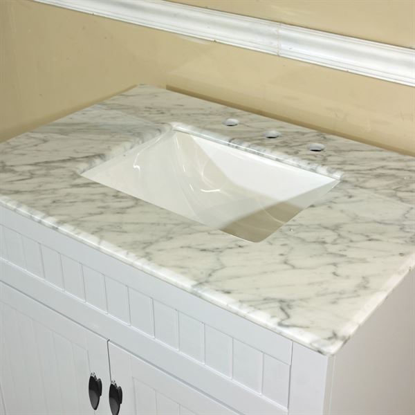 32 in. Single Sink Vanity-Wood-White Cabinet Only