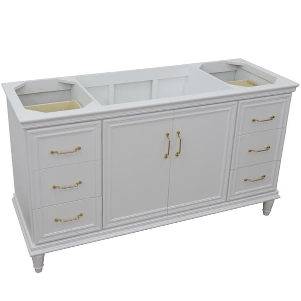 60" Single vanity in White finish- cabinet only