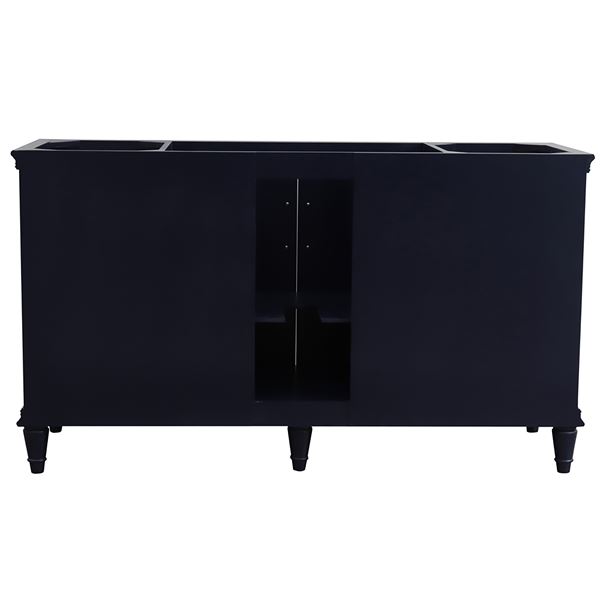 61" Single Sink Vanity in Blue Finish and White Quartz and Oval Sink