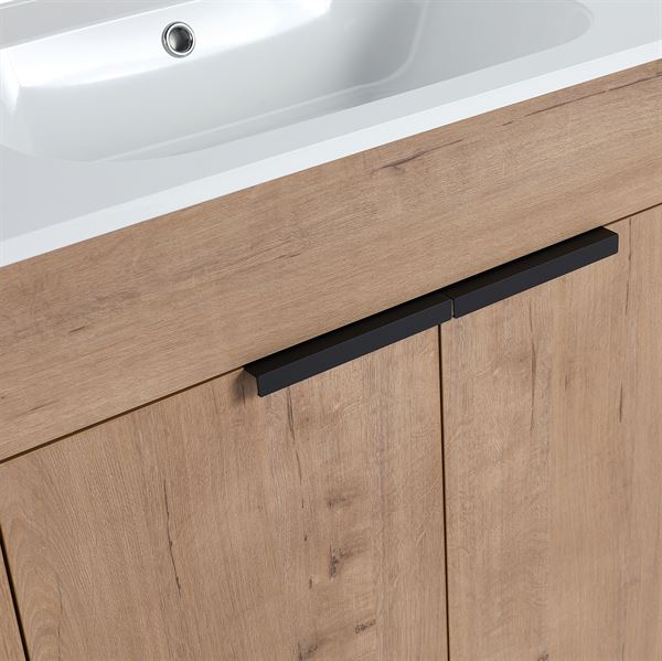 30 in. Single Vanity in Neutral finish with Solid Surface Resin White Sink