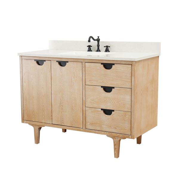49 in. Single Sink Vanity in Weathered Neutral with Engineered Quartz Top