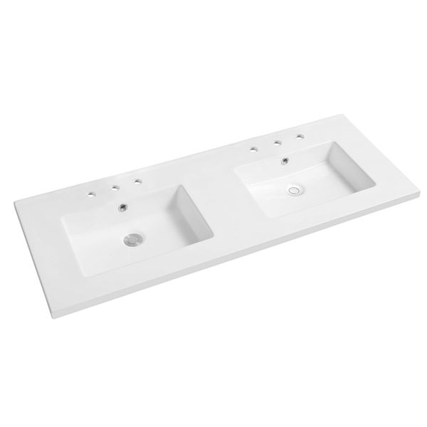 48 in. Double Sink Ceramic Top with 6-Holes