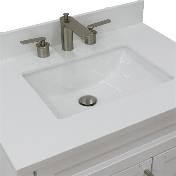 31" Single Sink Vanity in White Finish With White Quartz With Rectangle Sink