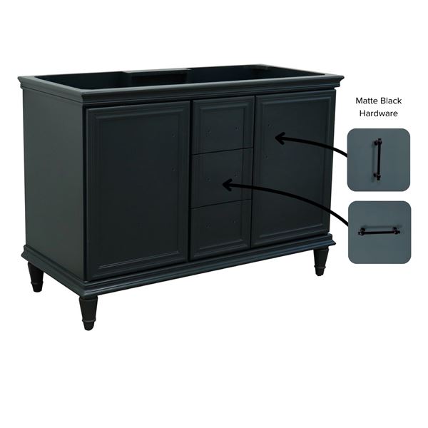 48 in. Double  Vanity in Dark Gray- Cabinet Only- Black Handles