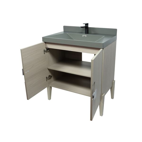 31.5" Single Sink Vanity In Light Gray with Gray Composite Granite Top