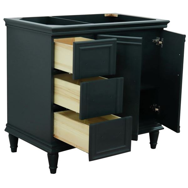 37" Single Vanity in Dark Gray Finish with Gray Granite and Oval Sink- Right Door/Right Sink