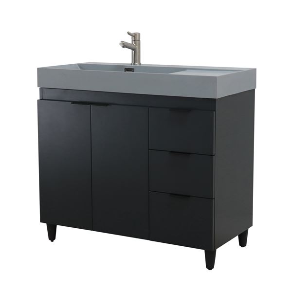 39 in. Single Sink Vanity in Dark Gray with Dark Gray Composite Granite Sink Top