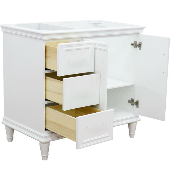 DISCONTINUED : 37" Single Vanity in White Finish with White Engineered Stone Top
