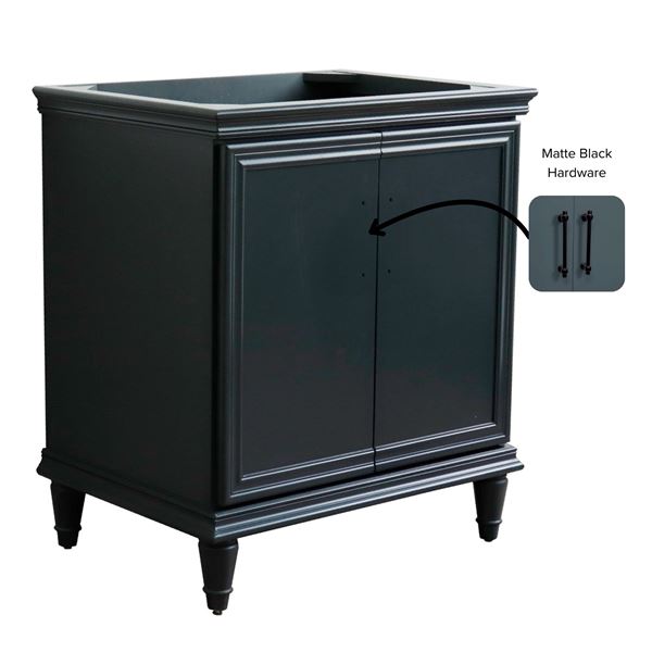31" Single Vanity in Dark Gray Finish with Gray Granite and Rectangle Sink