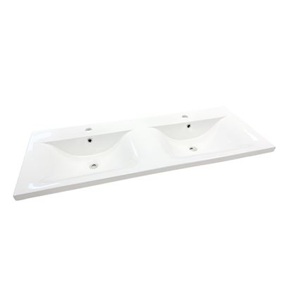 48" EdgeFlow Double Ceramic Sink Top with Single Faucet Hole