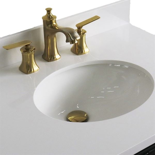 31" Single Vanity in Dark Gray Finish With White Quartz and Oval Sink