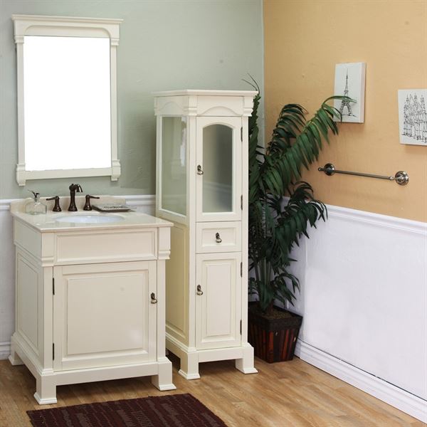 30 in Single sink vanity-wood-cream white