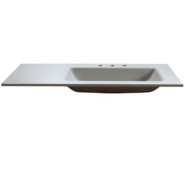 49 in. Single Light Gray Concrete Top with Right Side Rectangle Sink