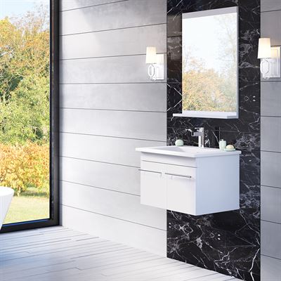 24.4 in Single wall mount style sink vanity-wood- white