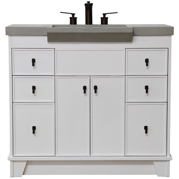 39 in Single Sink Vanity White Finish in Gray Concrete Top