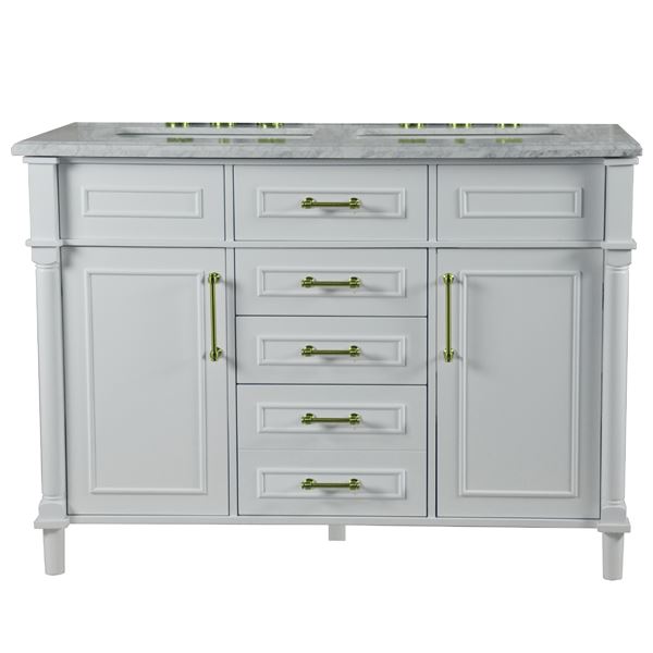 Napa Napa 48" DOUBLE VANITY IN WHITE WITH WHITE CARRRA MARBLE TOP