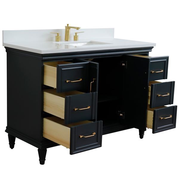 49" Single sink vanity in Dark Gray finish with White quartz and rectangle sink