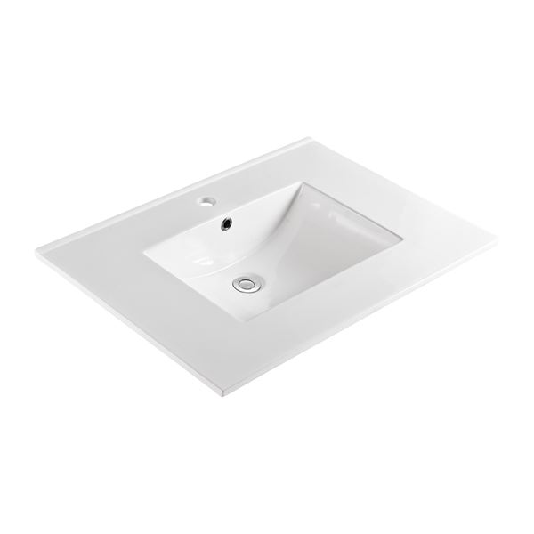 30 in. Single Sink Ceramic Top, Single Hole