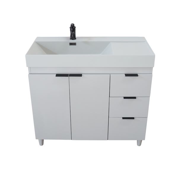 39 in. Single Sink Vanity in French Gray with Light Gray Composite Granite Sink Top