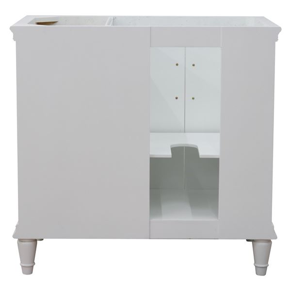 37" Single vanity in White finish with Gray granite and oval sink- Left door/Left sink
