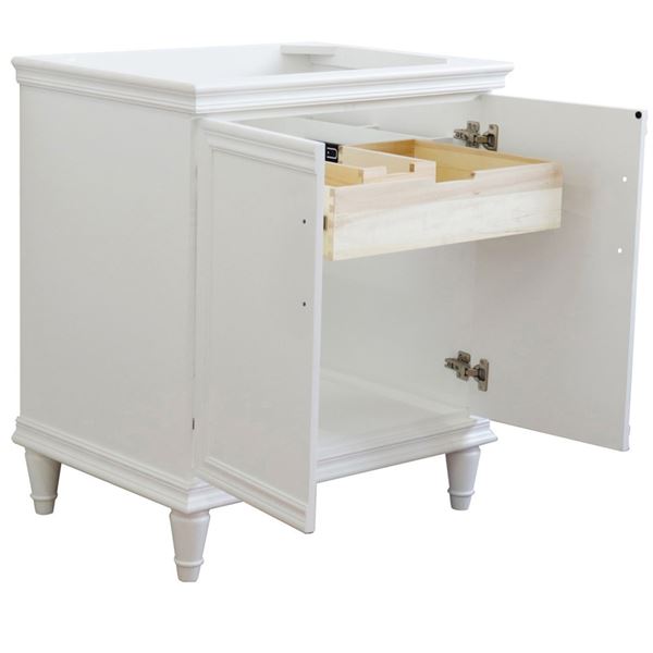 31" Single Vanity in White Finish with Gray Granite and Round Sink