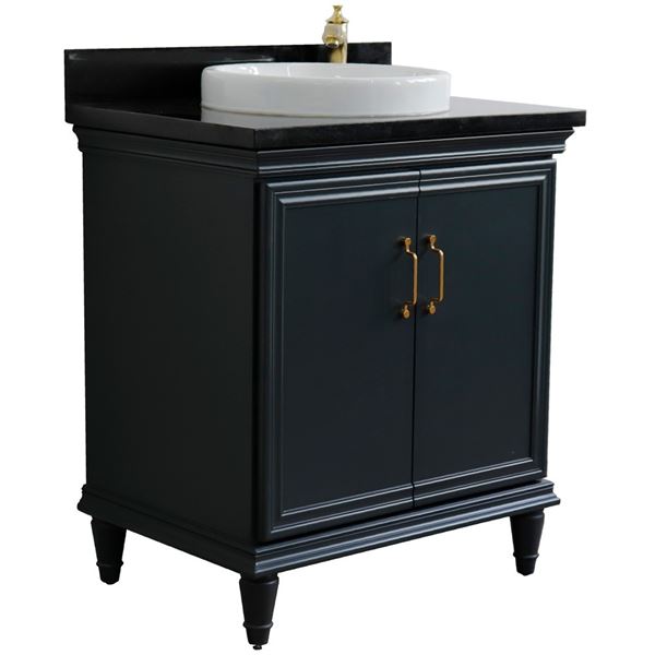 31" Single vanity in Dark Gray finish with Black galaxy and round sink
