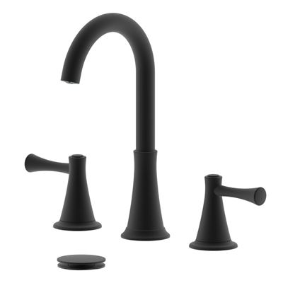 Kassel Double Handle Matte Black Widespread Bathroom Faucet with Drain Assembly with Overflow