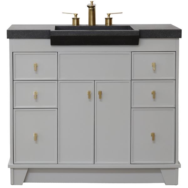 39 in Single Sink Vanity Light Gray Finish in Black Concrete Top