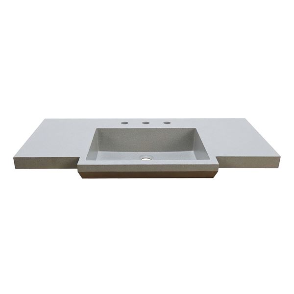 39 in Single Sink Vanity White Finish in Gray Concrete Top with Brushed Nickel Hardware